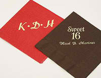 Personalized imprinted napkins available from Initial It Please